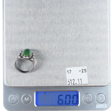 sz6 30's-40's Vintage Fred Harvey/Navajo Cerrillos turquoise greasy green ring