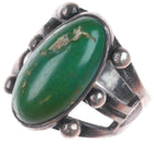 sz6 30's-40's Vintage Fred Harvey/Navajo Cerrillos turquoise greasy green ring