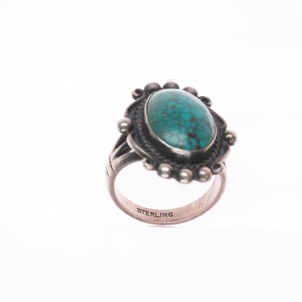 sz6.5 1950's Navajo sterling silver spiderweb turquoise ring