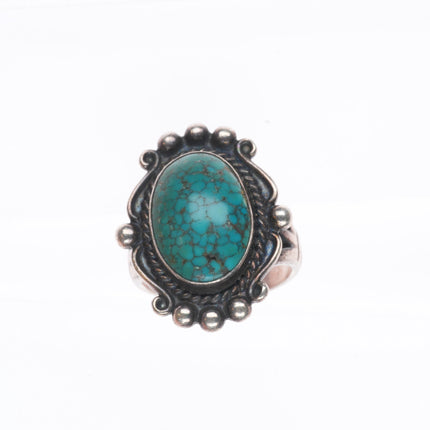 sz6.5 1950's Navajo sterling silver spiderweb turquoise ring
