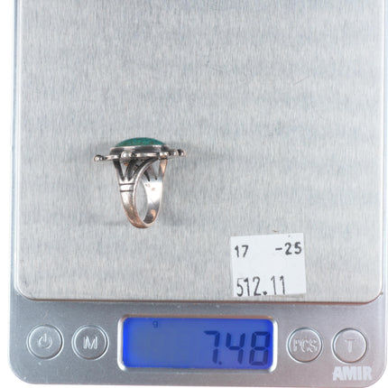 sz6.5 1950's Navajo sterling silver spiderweb turquoise ring