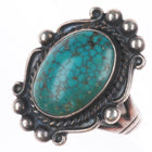 sz6.5 1950's Navajo sterling silver spiderweb turquoise ring
