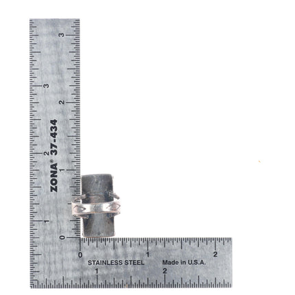 sz6 1930's Navajo Ingot silver Cerrillos turquoise long ring rope bezel