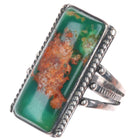 sz6 1930's Navajo Ingot silver Cerrillos turquoise long ring rope bezel