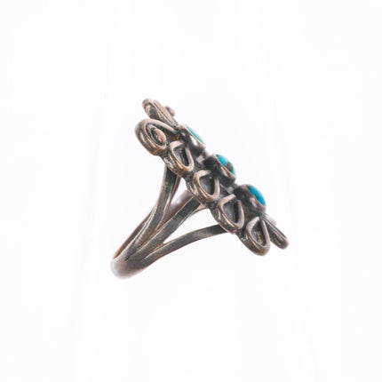 sz6 Vintage Navajo sterling silver dragonfly or butterfly ring with turquoise