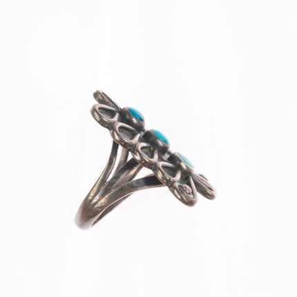 sz6 Vintage Navajo sterling silver dragonfly or butterfly ring with turquoise