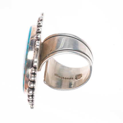 sz8.5 adjustable Michael Thompson Navajo big sterling silver turquoise ring