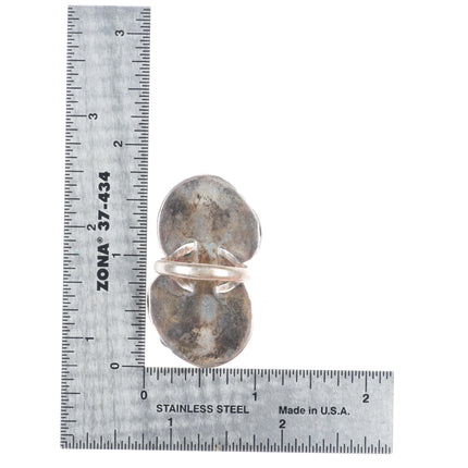 sz9 Vintage Navajo sterling silver tiger's eye two stone ring