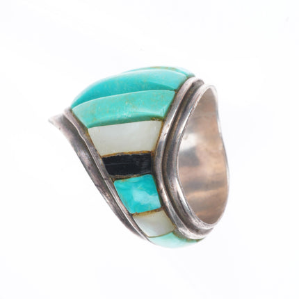 sz11 snow Horse Hopi sterling silver cobblestone corn row turquoise ring