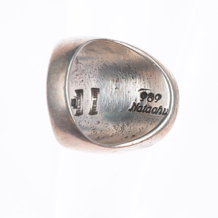 sz12 Peter and Pansy Natachu Zuni big sterling silver inlay rainbow man ring