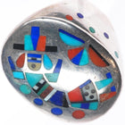 sz12 Peter and Pansy Natachu Zuni big sterling silver inlay rainbow man ring