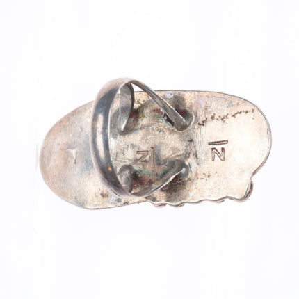 sz8.5 vintage Navajo sterling silver long ring with nice turquoise