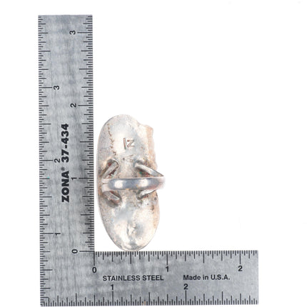 sz8.5 vintage Navajo sterling silver long ring with nice turquoise