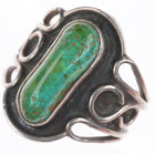 sz8 TM Vintage Native American Puebloan sterling silver ring with nice turquoise