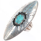 sz8 MW Navajo sterling silver long shadowbox stamped ring with turquoise