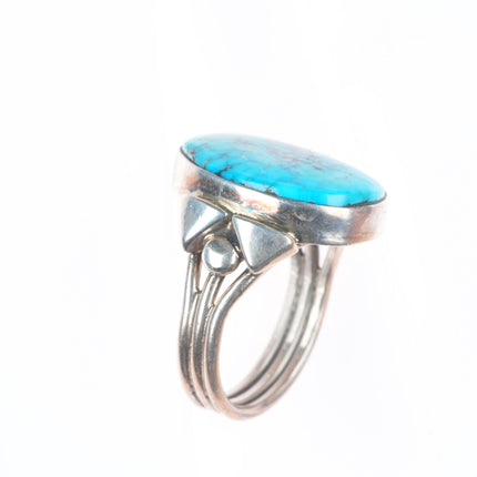 sz10 Orville Tsinnie Navajo sterling silver spiderweb turquoise ring