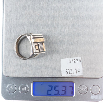 sz12 Herbert Begaye Navajo sterling silver 14k gold modernist style men's ring