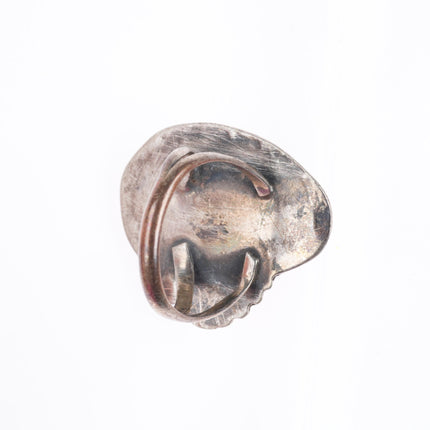 sz6.5 Vintage Zuni sterling silver carved turquoise feather/leaf form ring