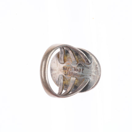 sz6.25 40's-50's Navajo sterling silver high grade turquoise ring rope bezel