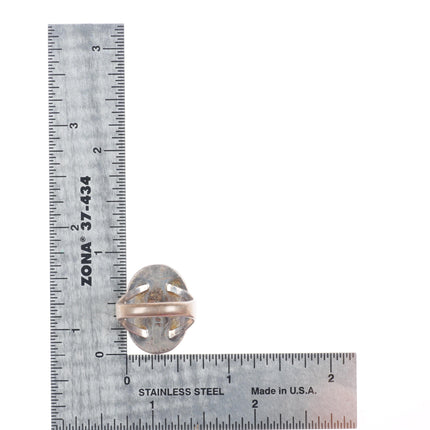 sz6.25 40's-50's Navajo sterling silver high grade turquoise ring rope bezel