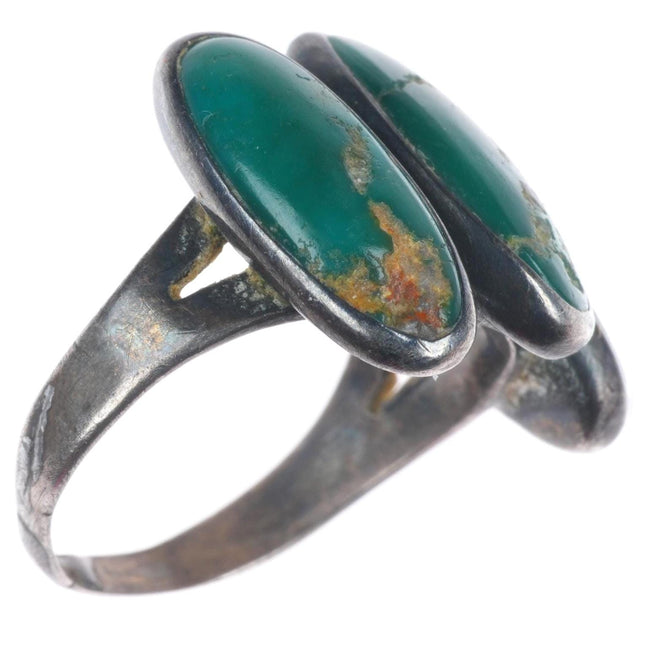 sz7.5 30's-40's Navajo Cerrillos turquoise Fred Harvey sterling silver ring