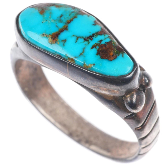 sz11 Vintage Navajo sterling silver high grade turquoise slim men's ring