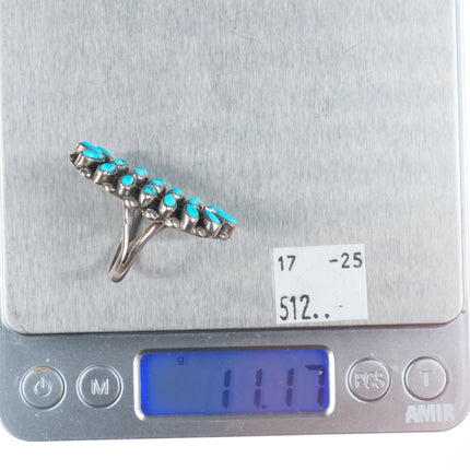 sz6.75 Valentino & Matilda Banteah Zuni sterling silver turquoise cluster ring