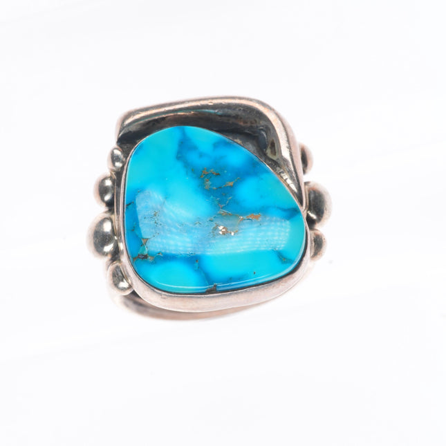 sz9.5 Vintage Orville Tsinnie Navajo sterling silver high grade turquoise ring