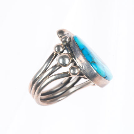 sz9.5 Vintage Orville Tsinnie Navajo sterling silver high grade turquoise ring