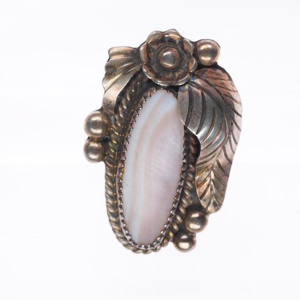 sz6.5 Vintage WD Navajo sterling silver pink mother of pearl feather ring