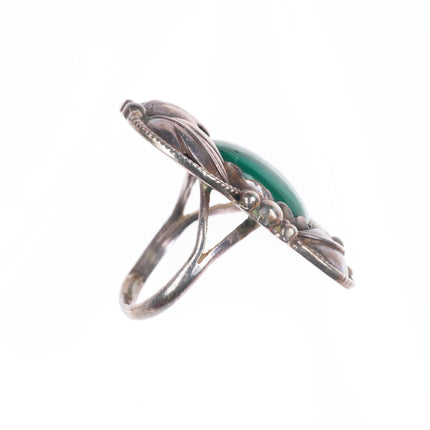 sz9.5 Vintage Les Baker shop southwestern/Navajo sterling silver malachite ring