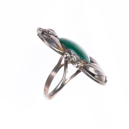 sz9.5 Vintage Les Baker shop southwestern/Navajo sterling silver malachite ring