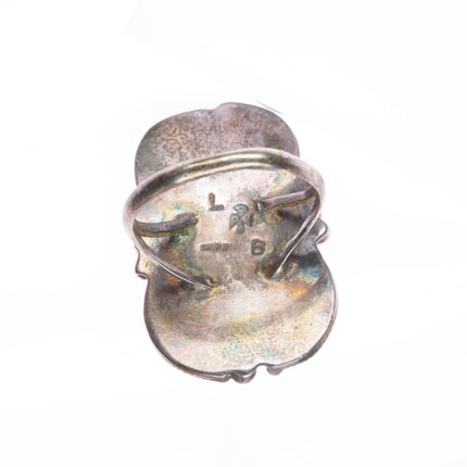 sz9.5 Vintage Les Baker shop southwestern/Navajo sterling silver malachite ring