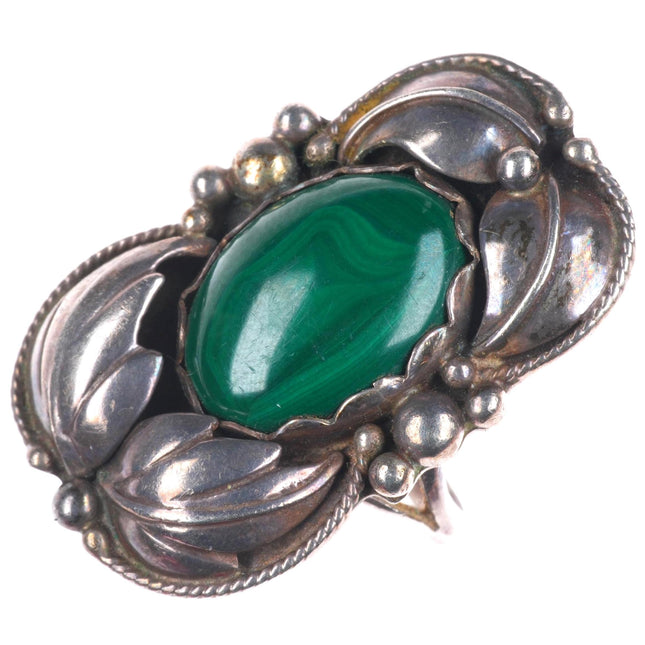 sz9.5 Vintage Les Baker shop southwestern/Navajo sterling silver malachite ring