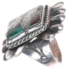 sz12 30's-40's Big Navajo sterling silver cast top ring with turquoise