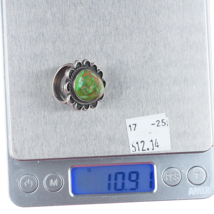 sz6.5 Vintage Navajo sterling silver lime green turquoise ring Carico Lake?