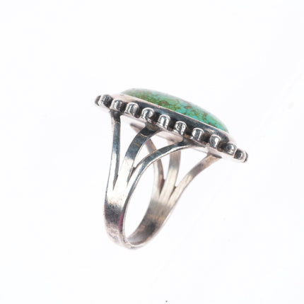 sz9 c1940 Vintage Navajo sterling silver high grade waterweb turquoise ring