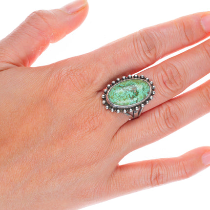 sz9 c1940 Vintage Navajo sterling silver high grade waterweb turquoise ring