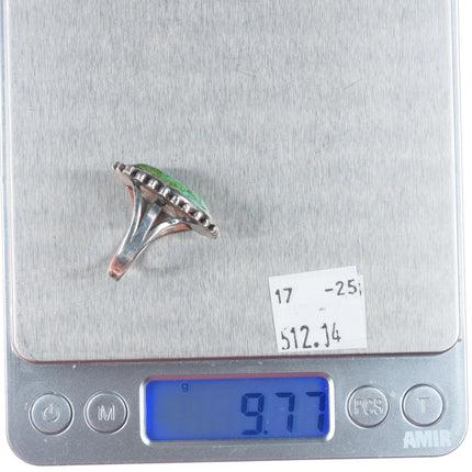 sz9 c1940 Vintage Navajo sterling silver high grade waterweb turquoise ring