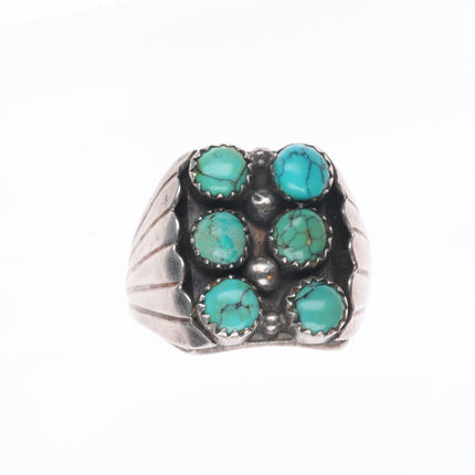 sz11 Vintage Navajo sterling silver spiderweb turquoise snake eye ring