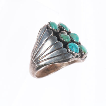 sz11 Vintage Navajo sterling silver spiderweb turquoise snake eye ring
