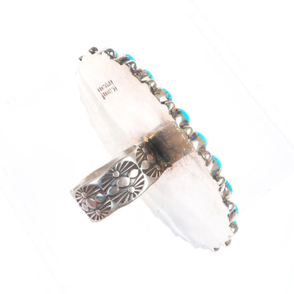 sz10 Kenneth Jones Navajo sterling silver boulder turquoise snake eye ring