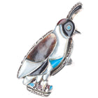 sz8 Big vintage BB Native American sterling silver quail carved inlay ring