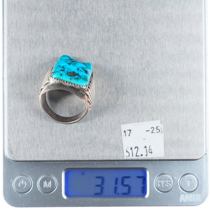 sz12 Big vintage Robert and Bernice Leekya Zuni sterling silver turquoise ring