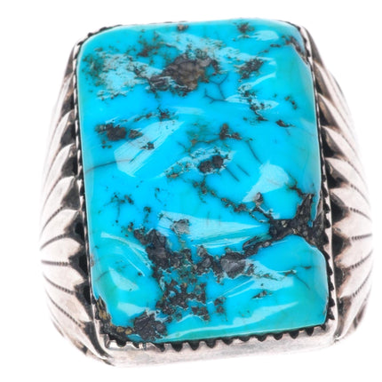 sz12 Big vintage Robert and Bernice Leekya Zuni sterling silver turquoise ring