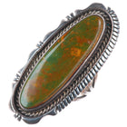 sz7.5 Eugene Belone Navajo King's Manassa Turquoise long sterling silver ring