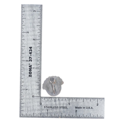 Vintage 40's-50's Zuni sterling silver turquoise, spiny oyster sunface earrings