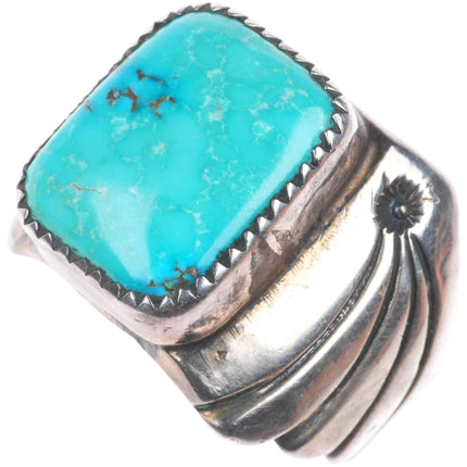sz12 Vintage Orville Tsinnie Navajo sterling silver men's ring with turquoise
