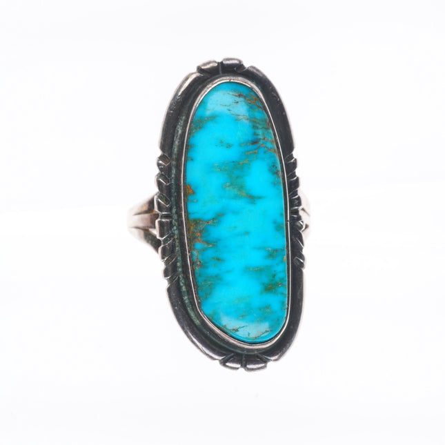 sz7.5 Vintage Navajo sterling silver high grade turquoise long ring