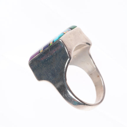 sz11.5 Vintage VM Native American sterling silver, turquoise, opal sugilite ring